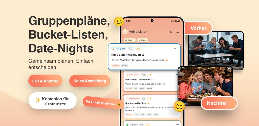 Soonish App – geteilte Listen, Abstimmung und Gruppenplanung