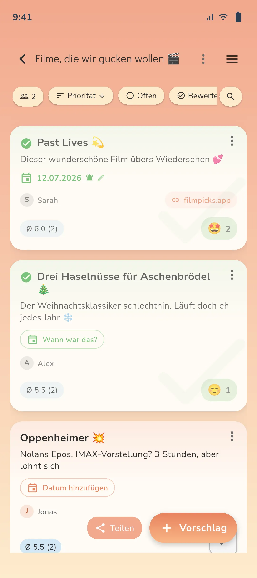 soonish App zeigt Film-Watchlist